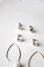 Silver Crystal Clear Rhinestone Earring Set