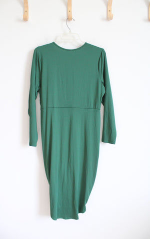 Shein Curve Green Wrap Ruched Long Sleeved Dress | 1XL