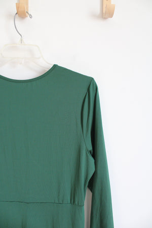 Shein Curve Green Wrap Ruched Long Sleeved Dress | 1XL