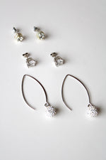 Silver Crystal Clear Rhinestone Earring Set