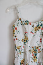 Old Navy Cream Floral Linen Blend Cami Dress | S