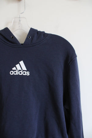 Adidas Navy & White Chevron Slightly Cropped Hoodie | Youth XL (18/20)