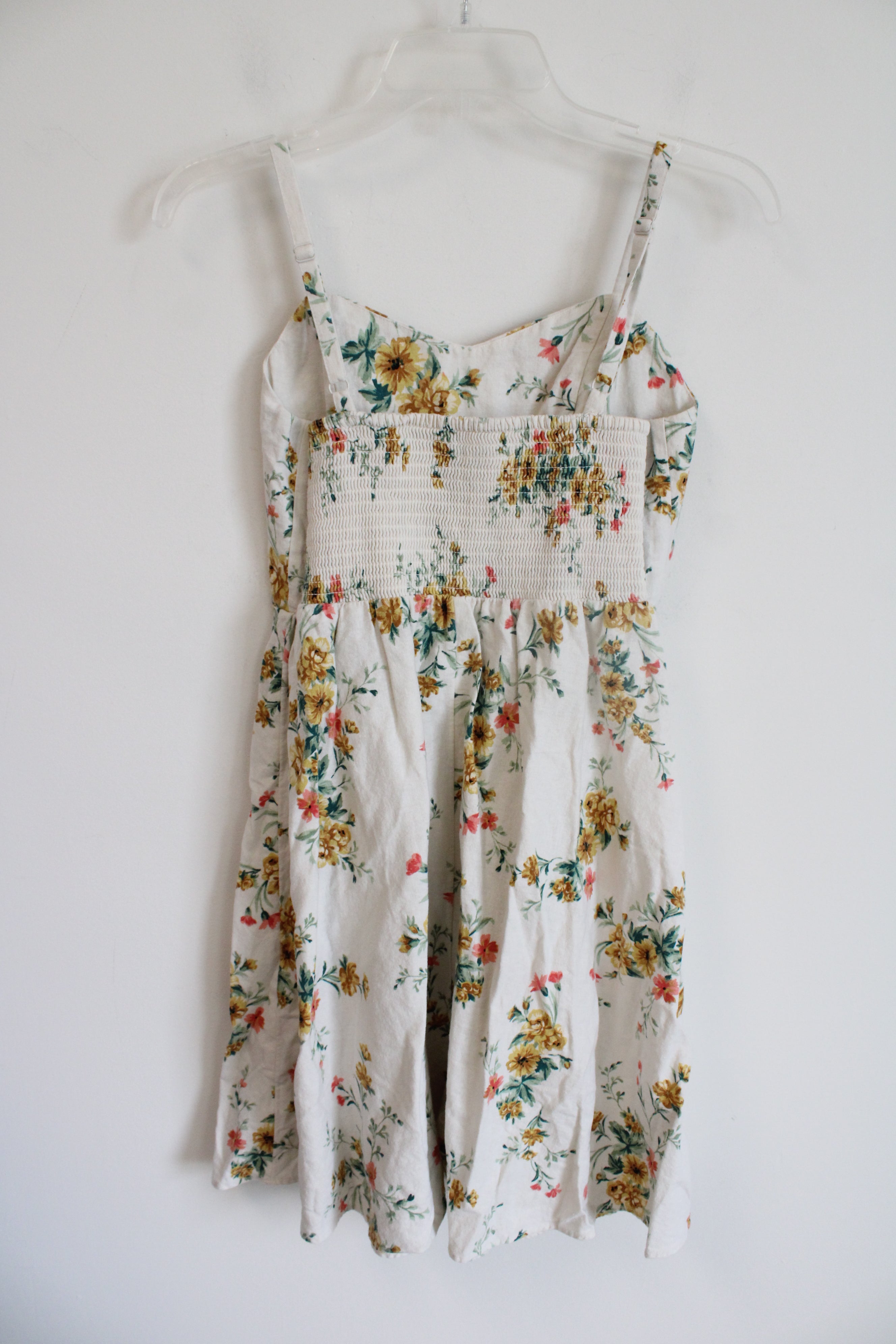 Old Navy Cream Floral Linen Blend Cami Dress | S