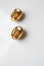 Loree Oval Garnet Clip On Gold Earrings