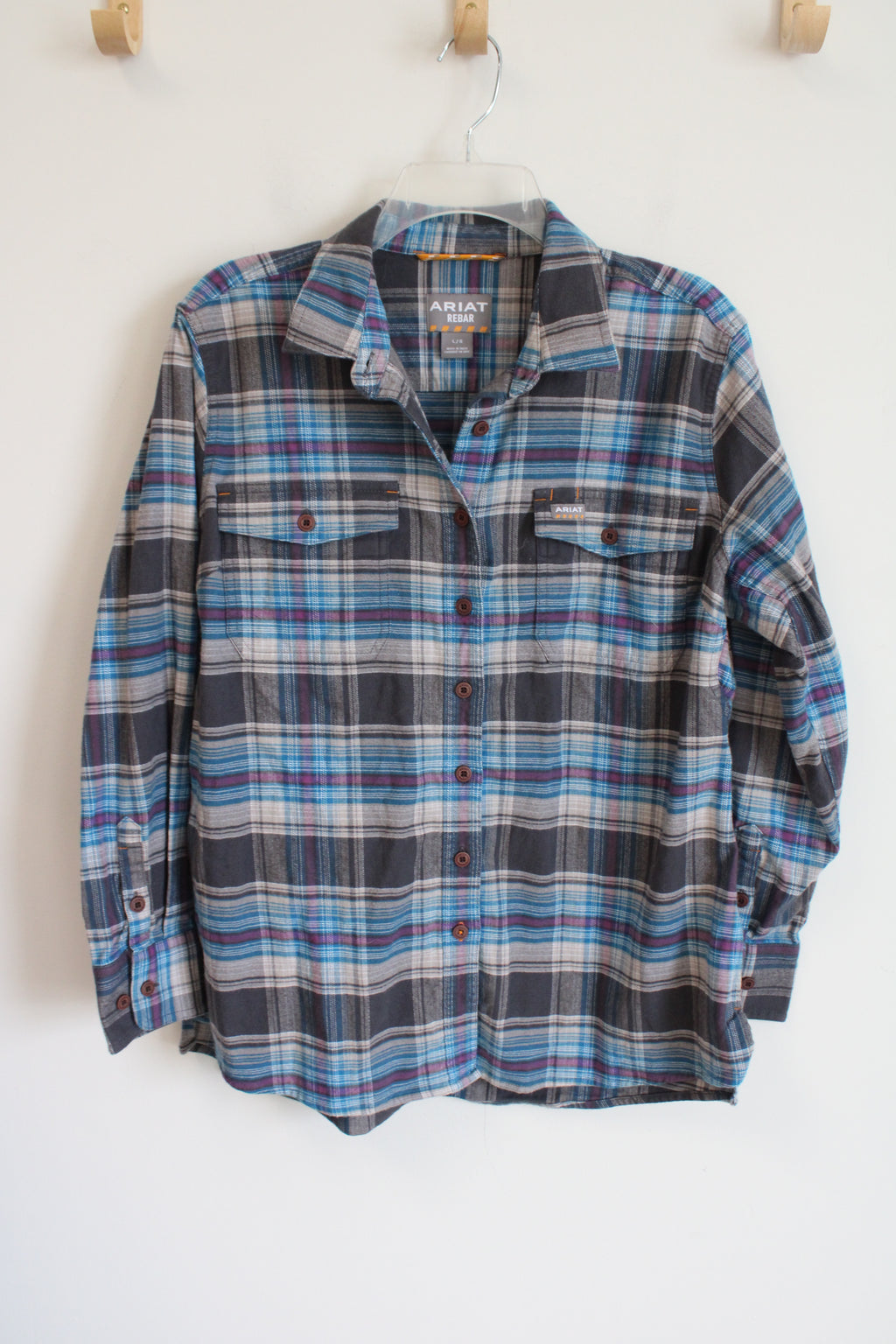 Ariat Rebar Gray Blue Purple Flannel | L