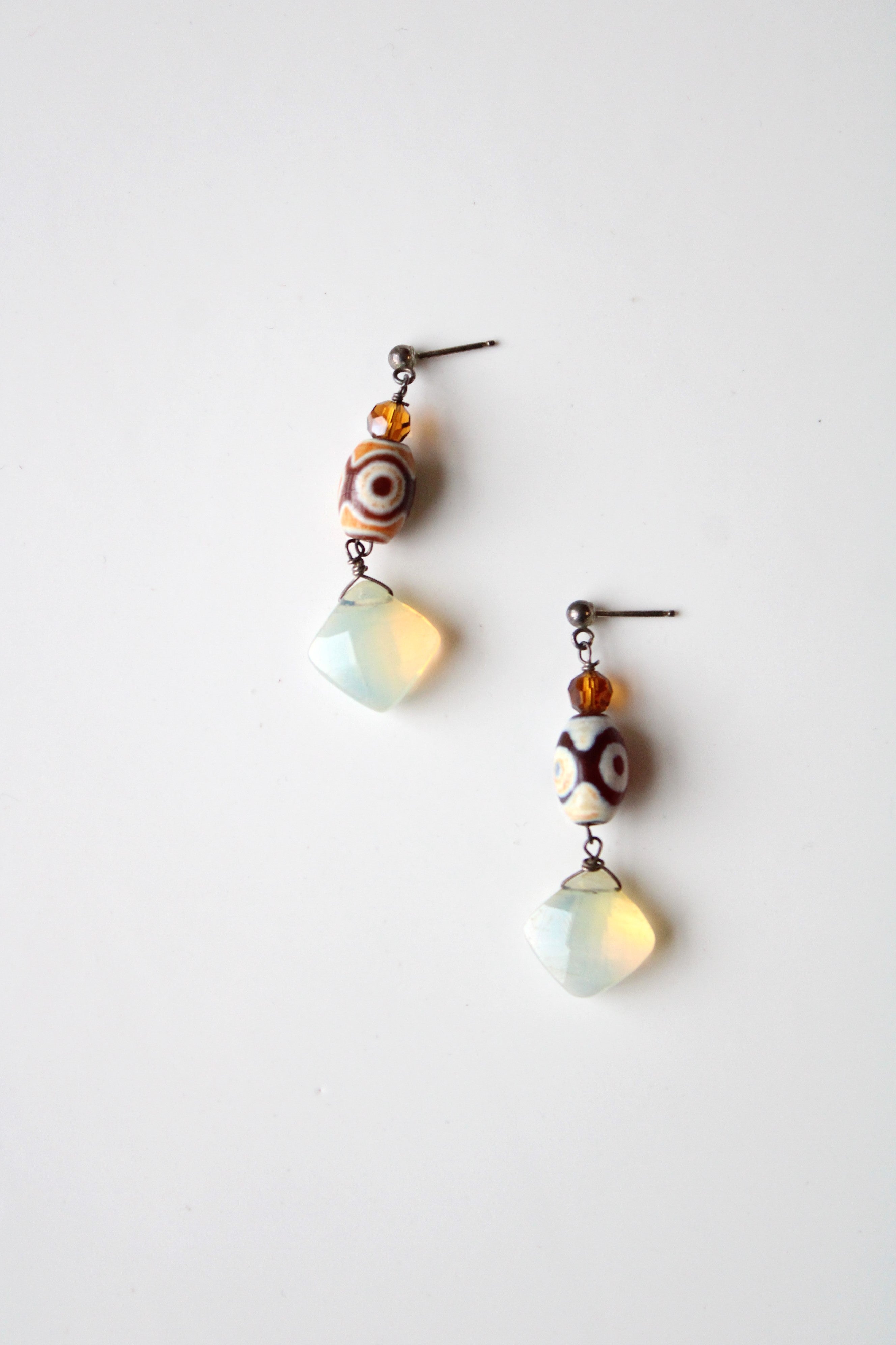 Boho Style Glass Beaded Stud Dangle Earrings