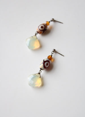 Boho Style Glass Beaded Stud Dangle Earrings