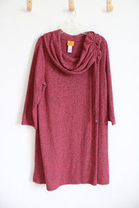 Ruby Rd. Soft Red Cinch Cowl Neck Sweater Dress | XL