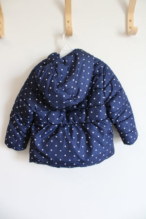 HealthTex Navy & White Polka Dot Puffer Winter Coat | 2T