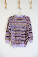Hand Knitted Multi-Colored Buttoned Back Sweater | M