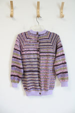 Hand Knitted Multi-Colored Buttoned Back Sweater | M