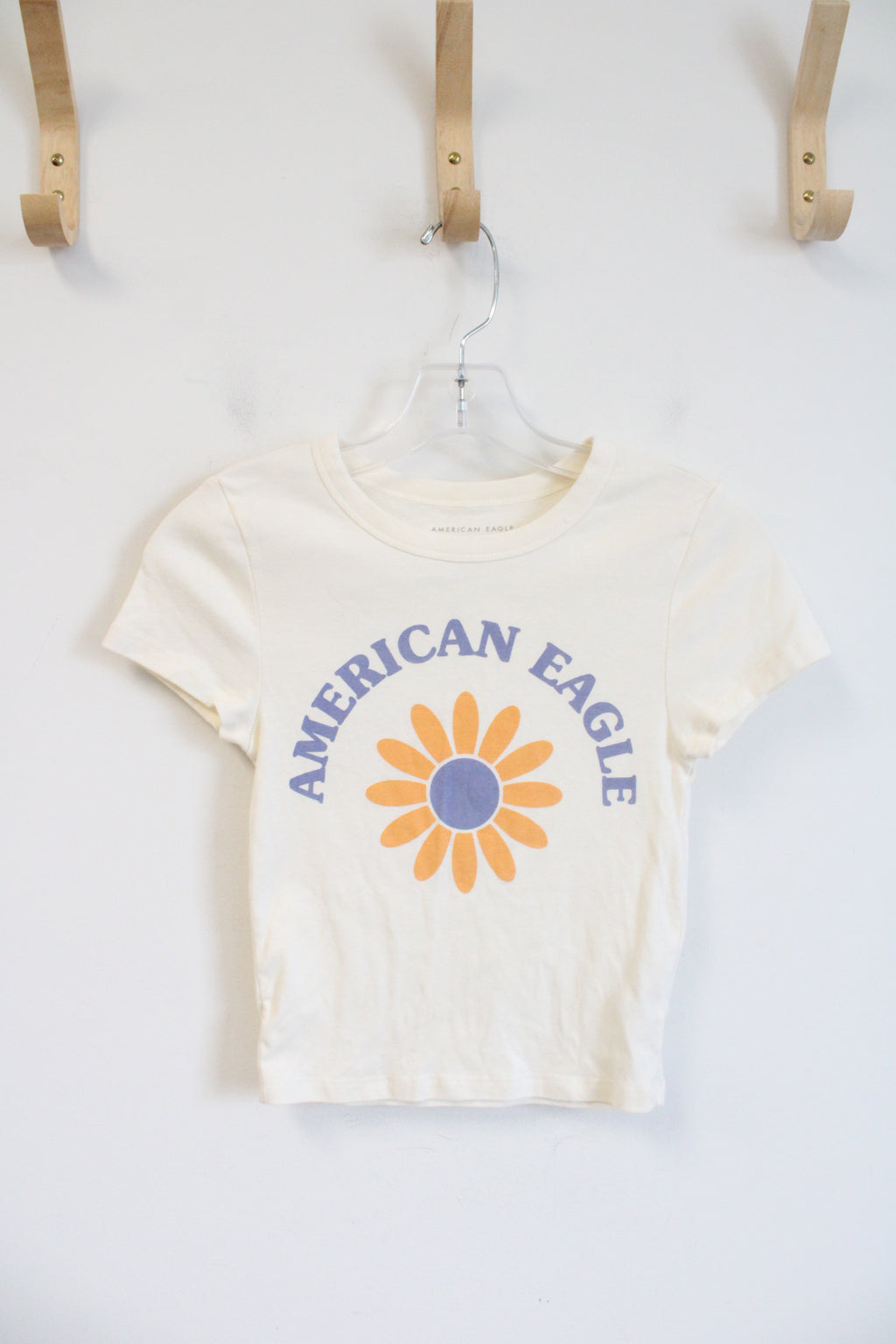 American Eagle Flower Cream Cropped Top | S