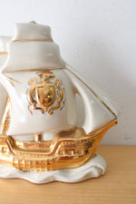 Vintage Schooner Mid Century Ceramic Gold Painted Sail Boat