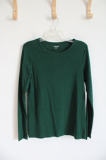 Lands' End Dark Green Shaped Fit Long Sleeved Cotton Shirt | M