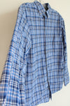 Haggar Blue Pink Plaid Button Down Stretch Shirt | M