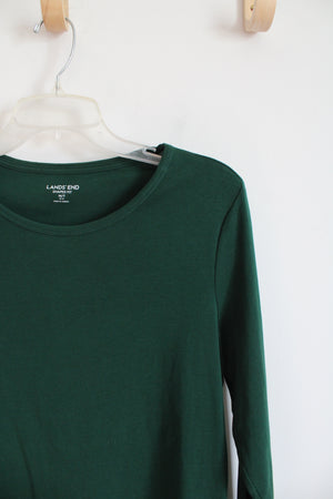 Lands' End Dark Green Shaped Fit Long Sleeved Cotton Shirt | M