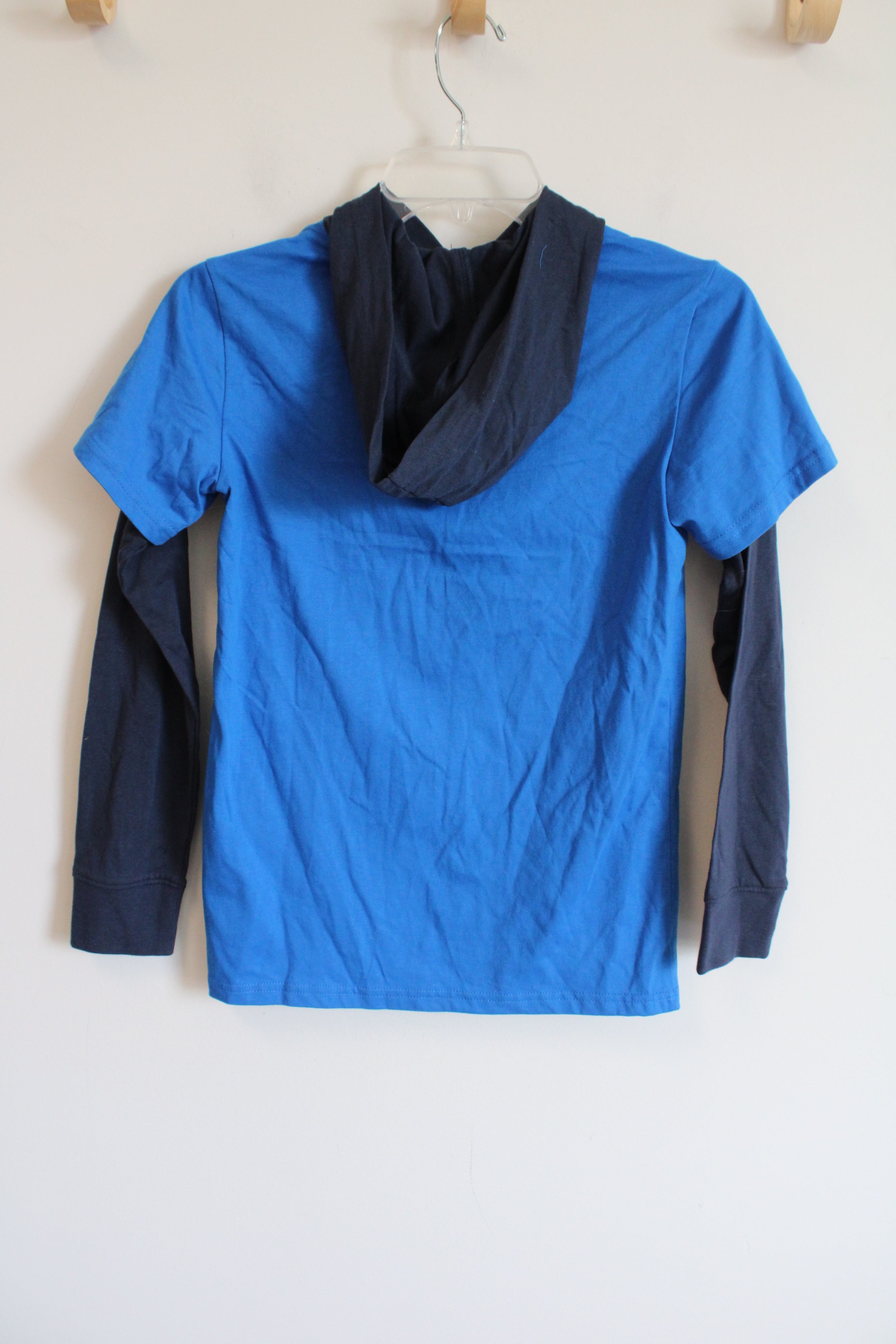 Champion Cobalt Blue Hooded Long Sleeved Shirt | Youth M (10/12)