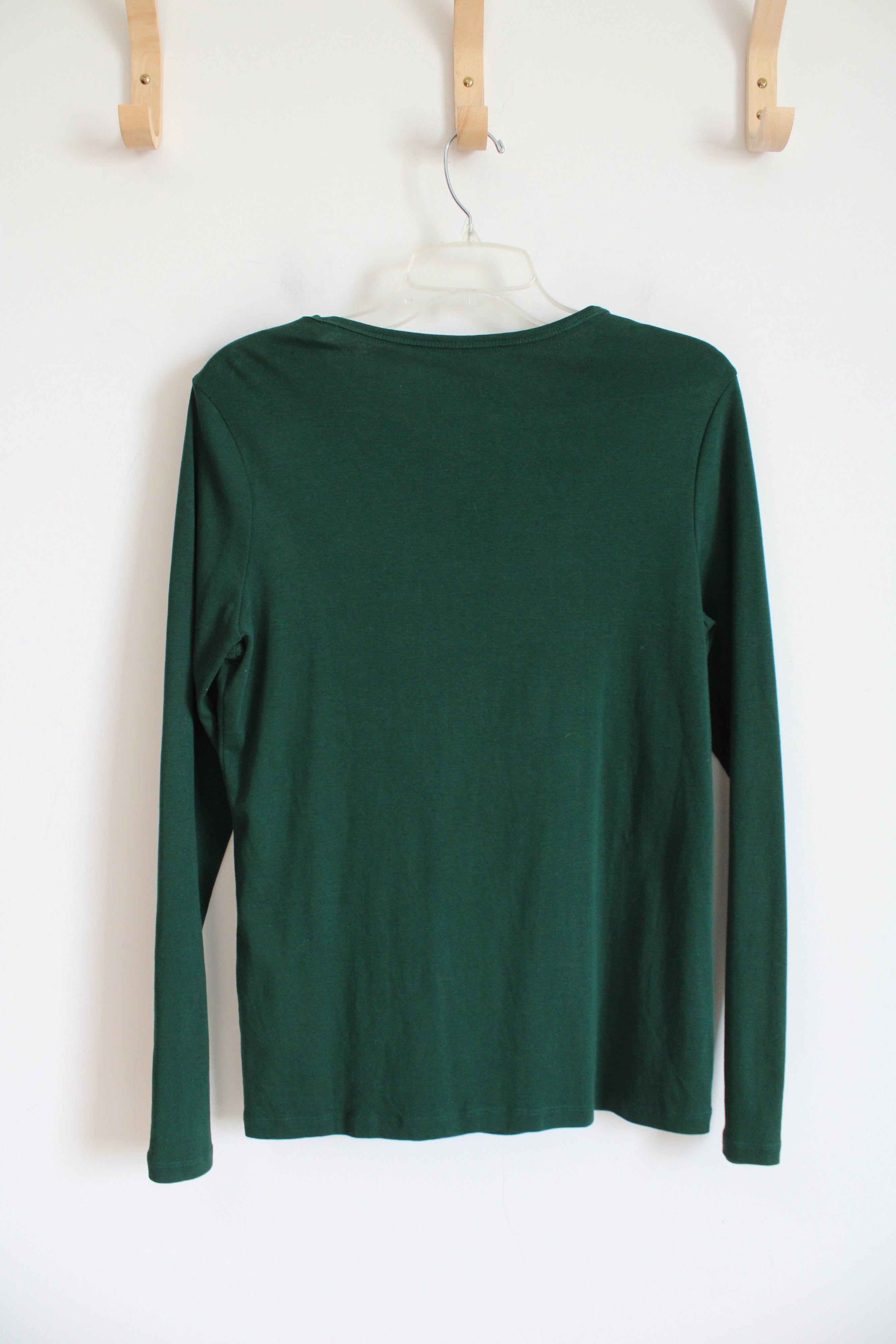 Lands' End Dark Green Shaped Fit Long Sleeved Cotton Shirt | M