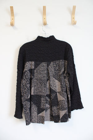 NEW Habitat Brown & Tan Textured Button Down Top | S