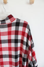 Preswick & Moore Red Black & White Plaid Full Zip Poncho | L/XL