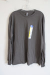 NEW Gildan Classic Fit Gray Long Sleeved Tee | L