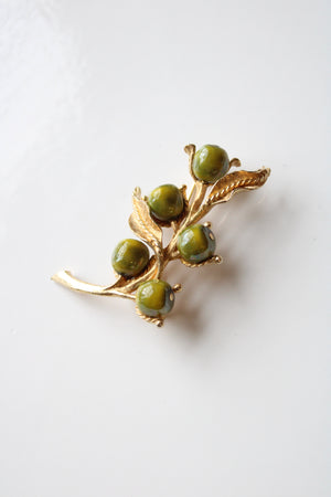 Judith McCann Green Apple Tree Branch Brooch Pin