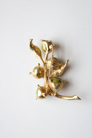 Judith McCann Green Apple Tree Branch Brooch Pin