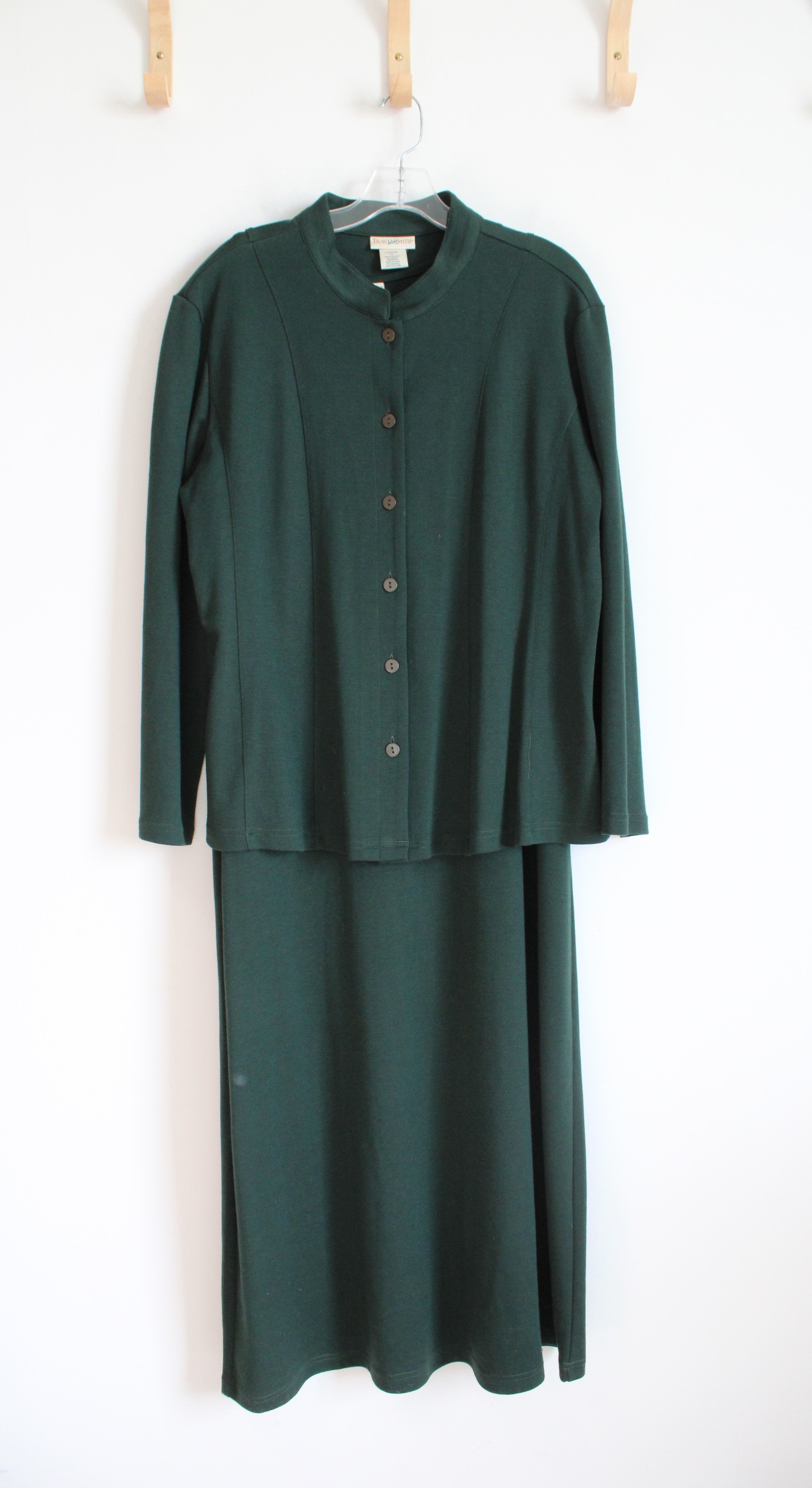 Travel Smith Vintage Dark Green Long Sleeved Button Down Top & Dress Set | 1X