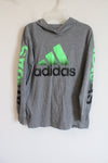 Adidas Gray Green Logo Hooded Shirt | Youth M (10/12)