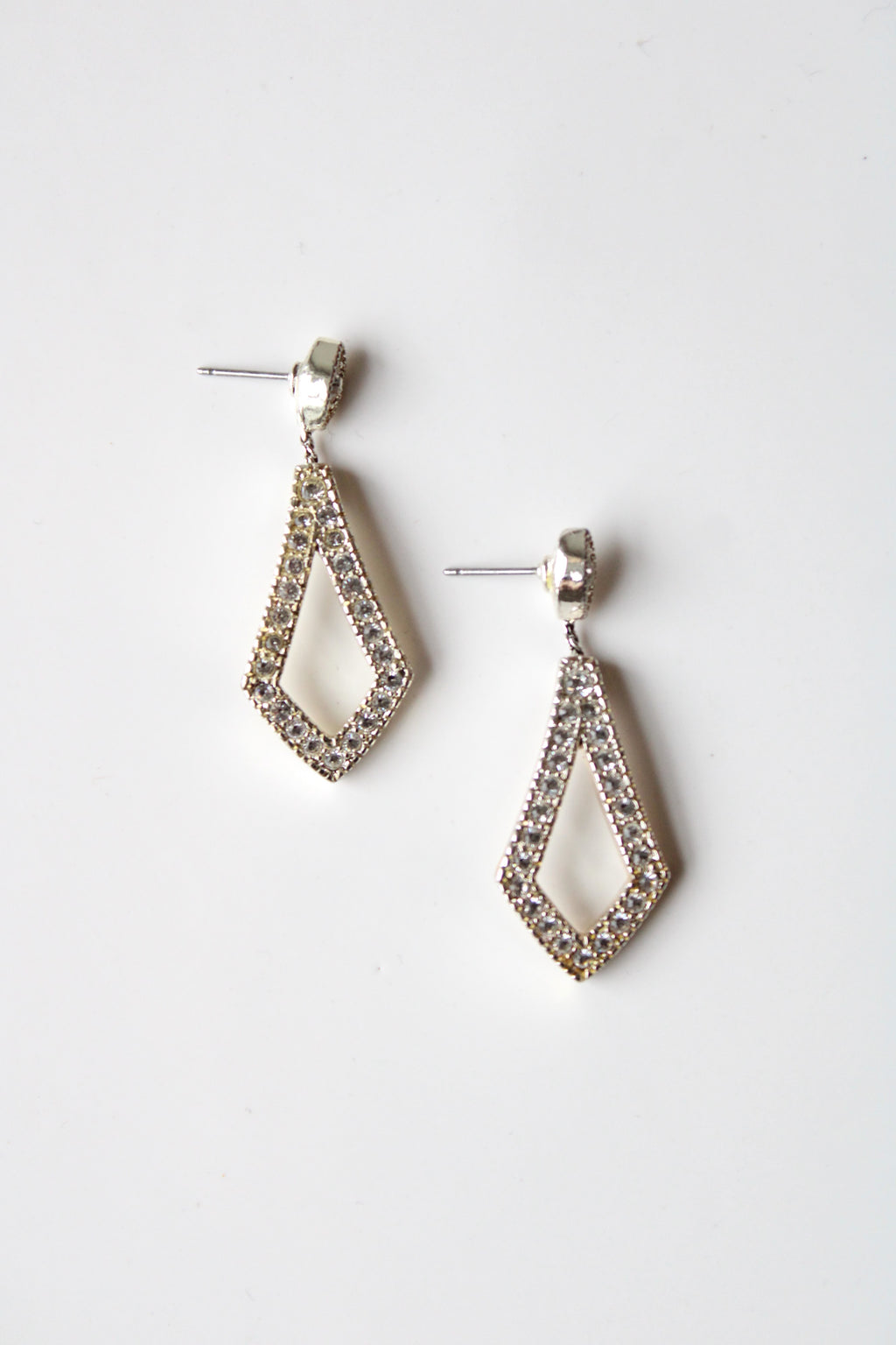 Napier Silver Crystal Open Drop Earrings