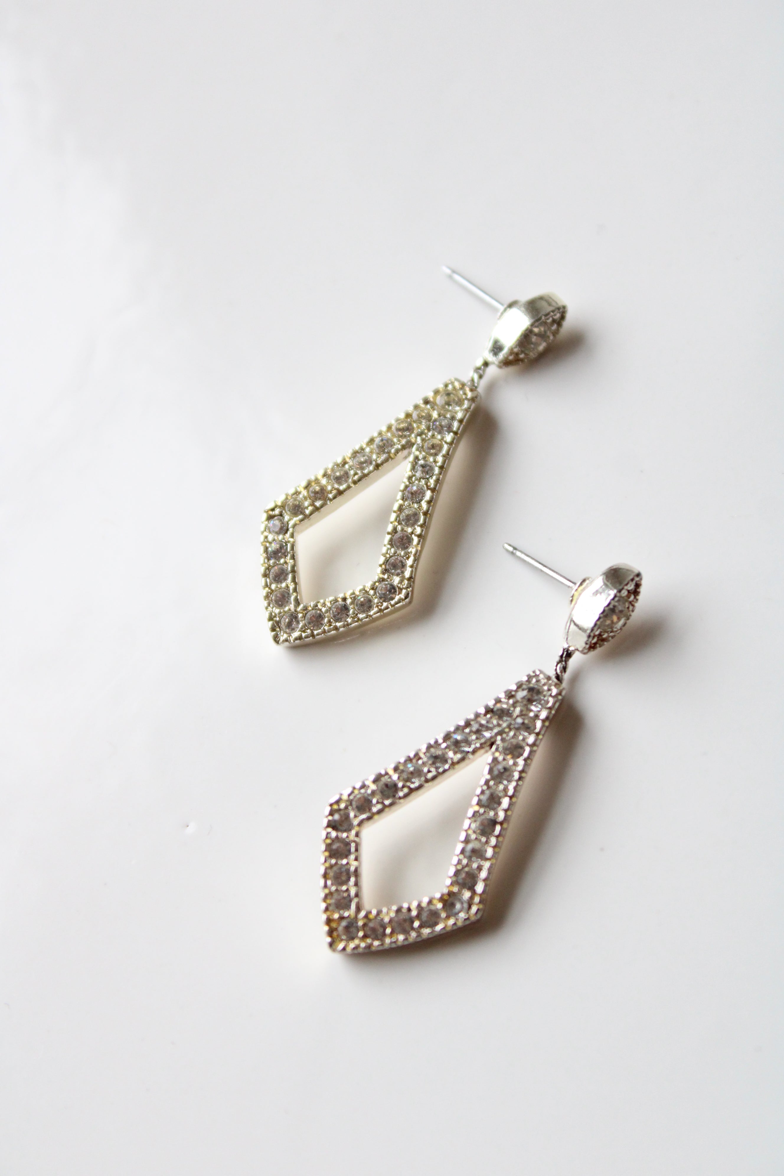 Napier Silver Crystal Open Drop Earrings