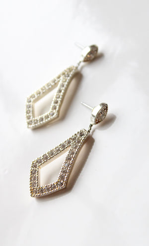 Napier Silver Crystal Open Drop Earrings