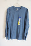 NEW Gildan Ultra Cotton Classic Fit Blue Long Sleeved Shirt | L