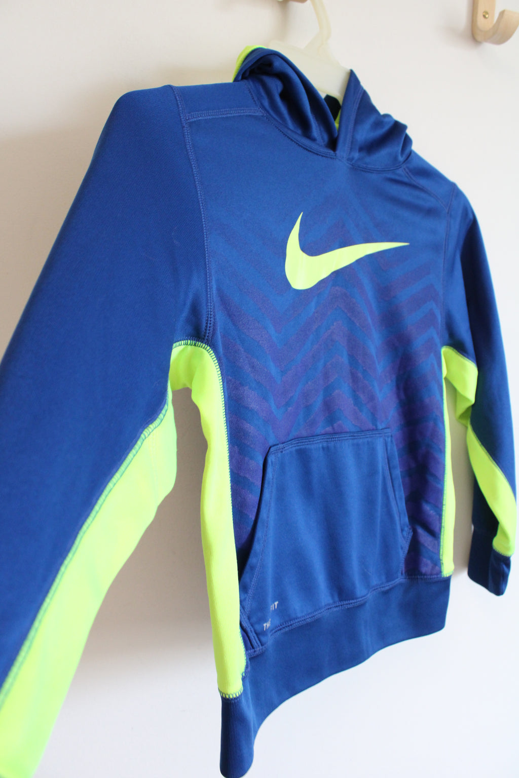 Nike Therma-Fit Blue Green Logo Hoodie | Youth M (10/12)