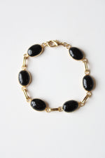 Onyx Oval Stone Gold Chain Bracelet