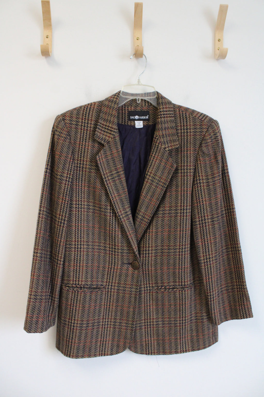 Sag Harbor Vintage Brown Plaid Blazer | 10