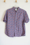 Denim & Flower Blue & Pink Floral Short Sleeved Button Down Shirt | XL