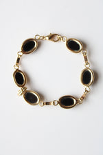 Onyx Oval Stone Gold Chain Bracelet