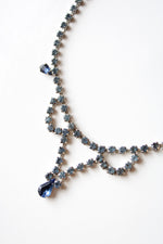 Vintage Blue Rhinestone Swag Choker Necklace