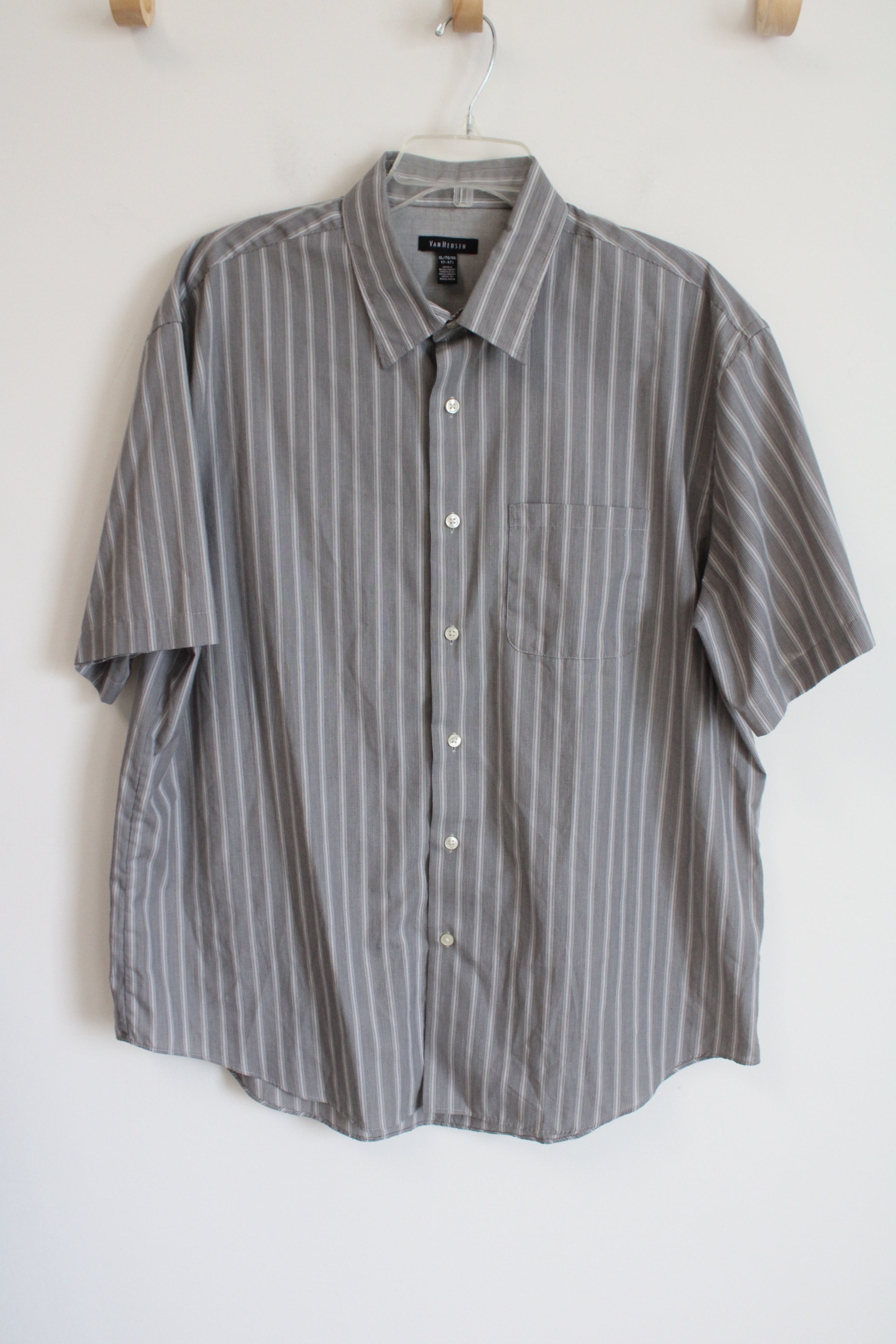 Van Heusen Gray Striped Button Down Shirt | XL 17-17 1/2