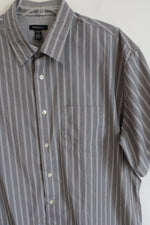 Van Heusen Gray Striped Button Down Shirt | XL 17-17 1/2