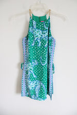 Lilly Pulitzer Pearl Halter Romper Emerald Isle On The Prowl Green Romper Dress | 0