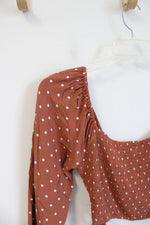 Aeropostale Rust Smocked Wrap Long Sleeved Cropped Top | M