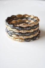 Gold & Black Metal Coil Expandable Stack Bracelet