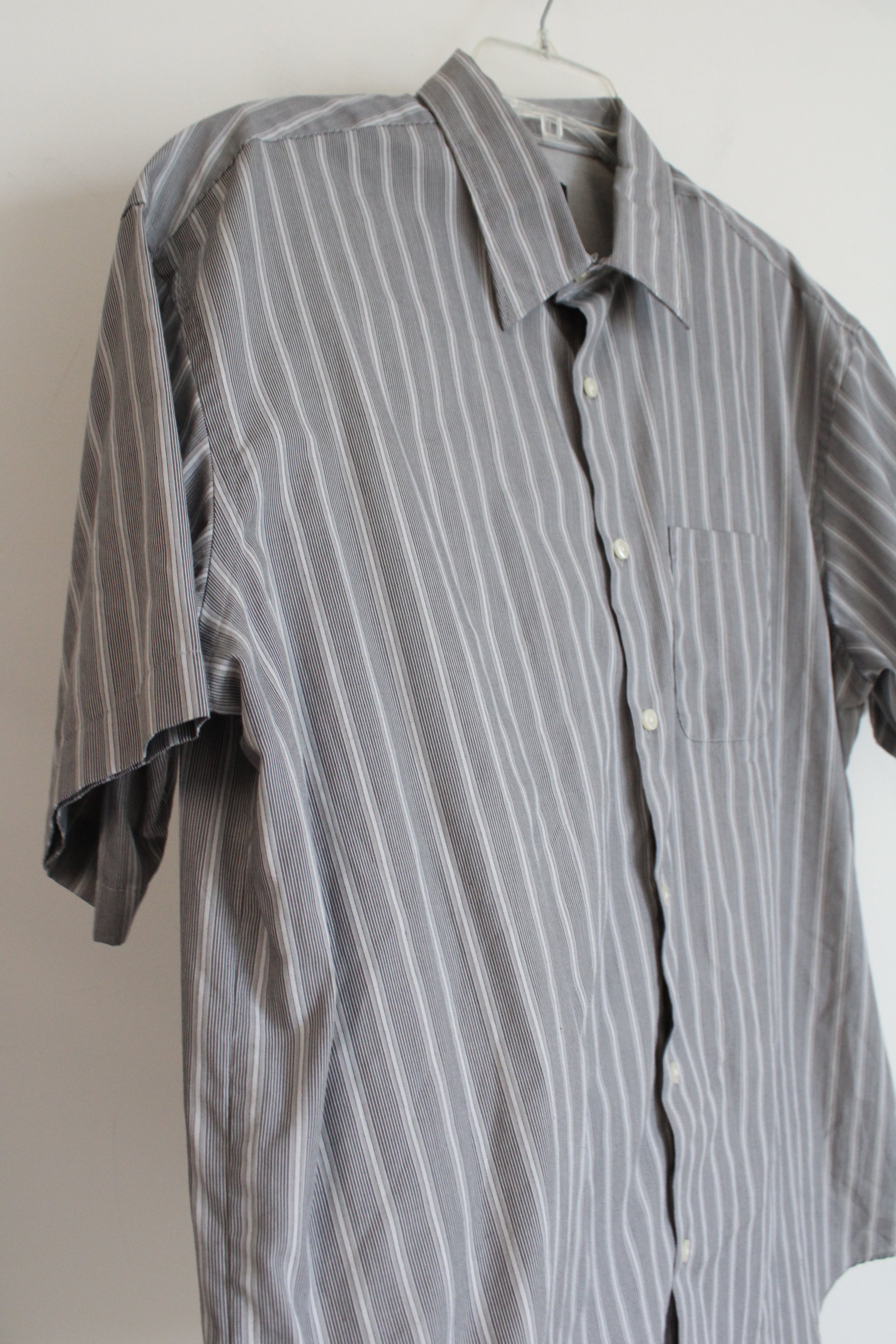 Van Heusen Gray Striped Button Down Shirt | XL 17-17 1/2