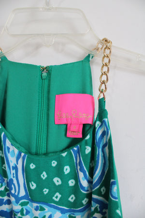 Lilly Pulitzer Pearl Halter Romper Emerald Isle On The Prowl Green Romper Dress | 0