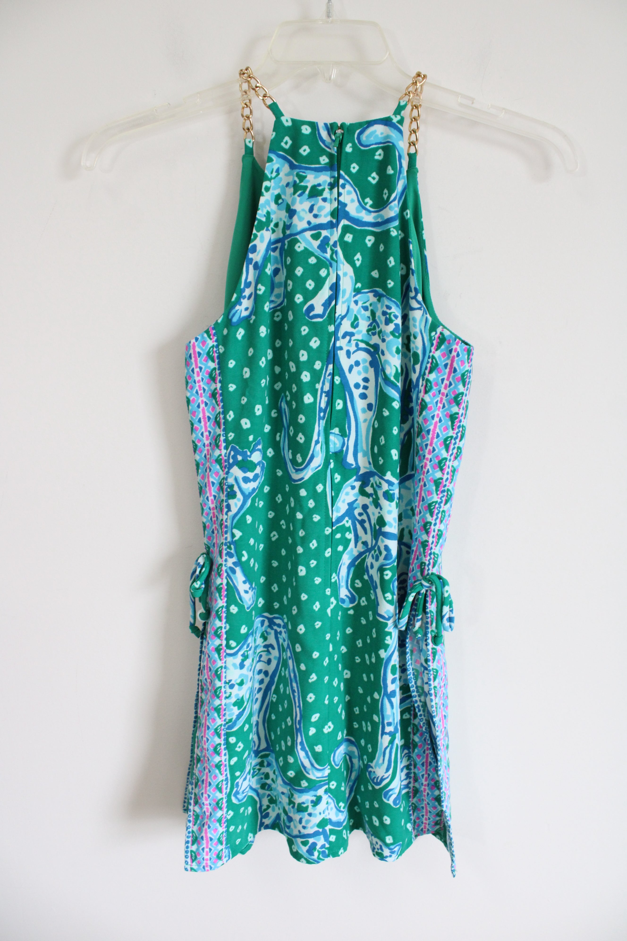 Lilly Pulitzer Pearl Halter Romper Emerald Isle On The Prowl Green Romper Dress | 0