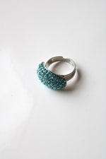 Blue Rhinestone Silver Ring