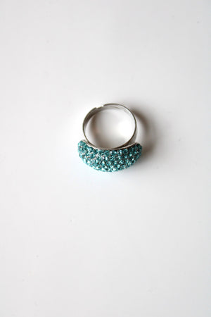 Blue Rhinestone Silver Ring