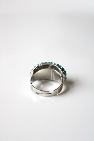 Blue Rhinestone Silver Ring